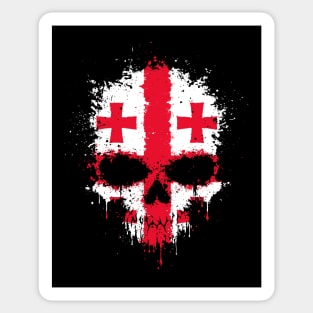 Chaotic Georgian Flag Splatter Skull Sticker